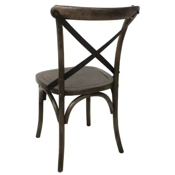 Bolero Wooden Dining Chair with Metal Cross Backrest Walnut Finish (Pack of 2) - Image 2