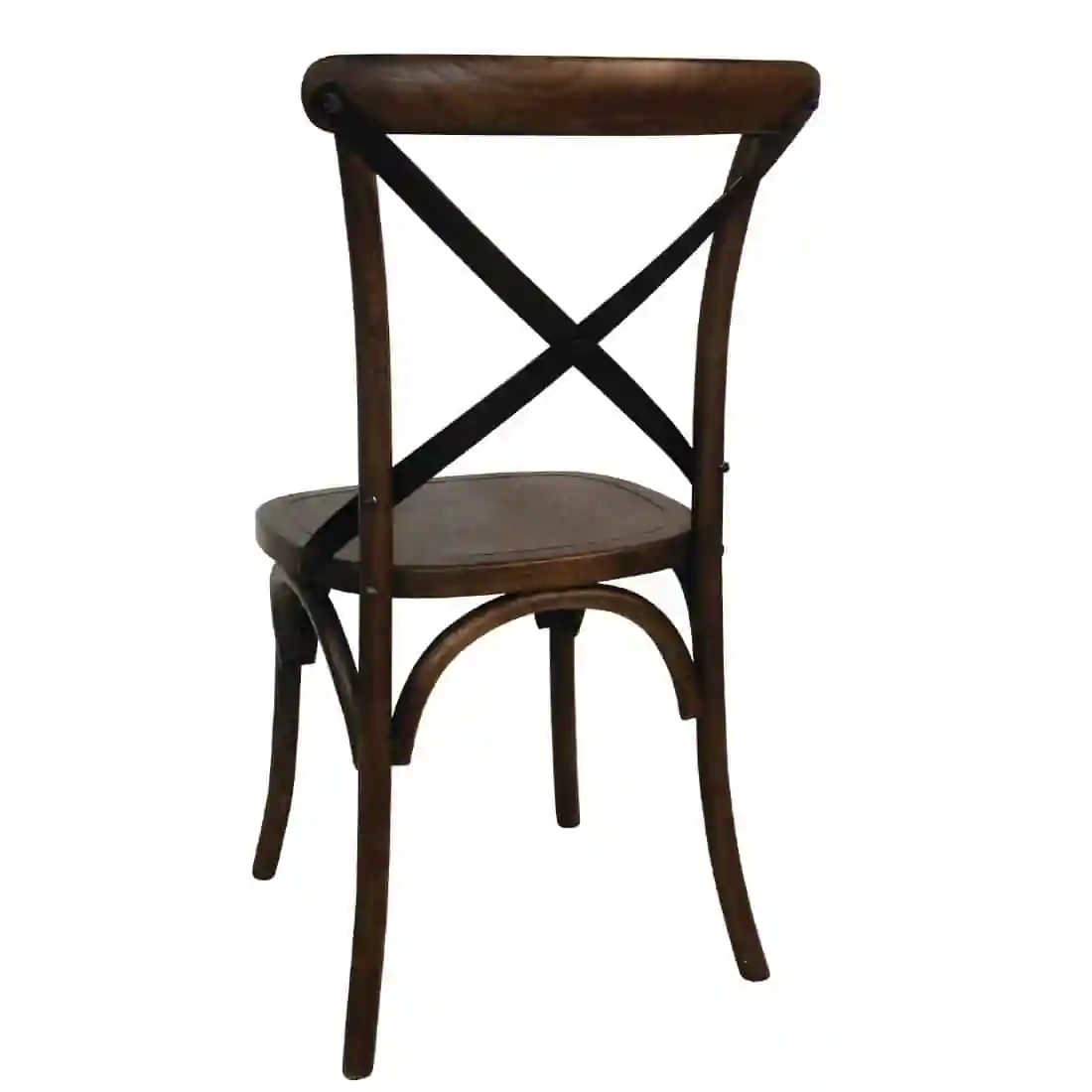 Bolero Wooden Dining Chair with Metal Cross Backrest Walnut Finish (Pack of 2) - Image 3