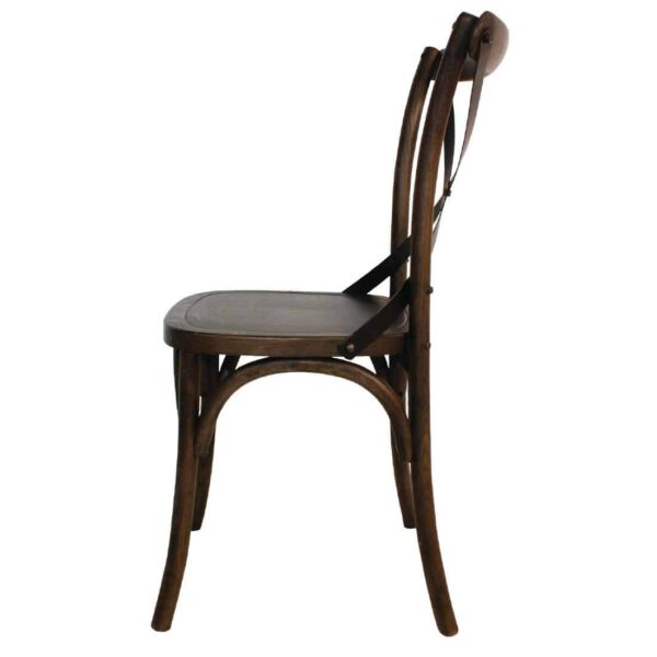 Bolero Wooden Dining Chair with Metal Cross Backrest Walnut Finish (Pack of 2) - Image 4