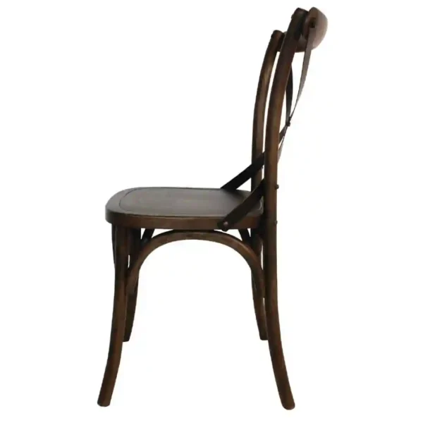 Bolero Wooden Dining Chair with Metal Cross Backrest Walnut Finish (Pack of 2) - Image 4