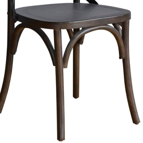 Bolero Wooden Dining Chair with Metal Cross Backrest Walnut Finish (Pack of 2) - Image 7