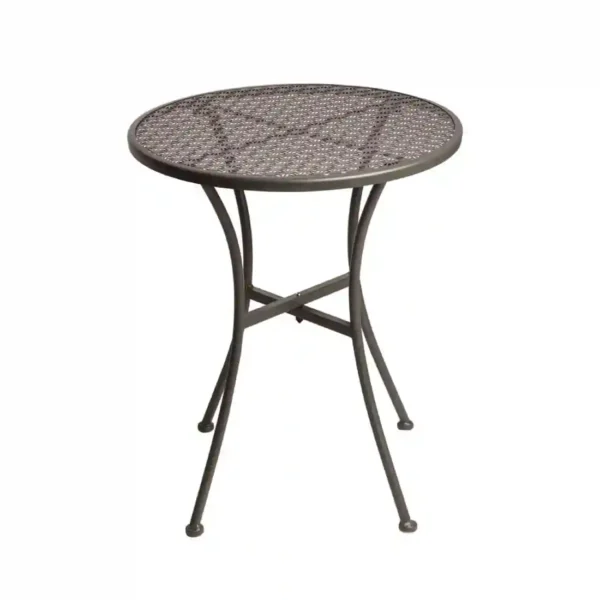 Bolero Round Steel Patterned Bistro Table Grey 600mm - Image 1