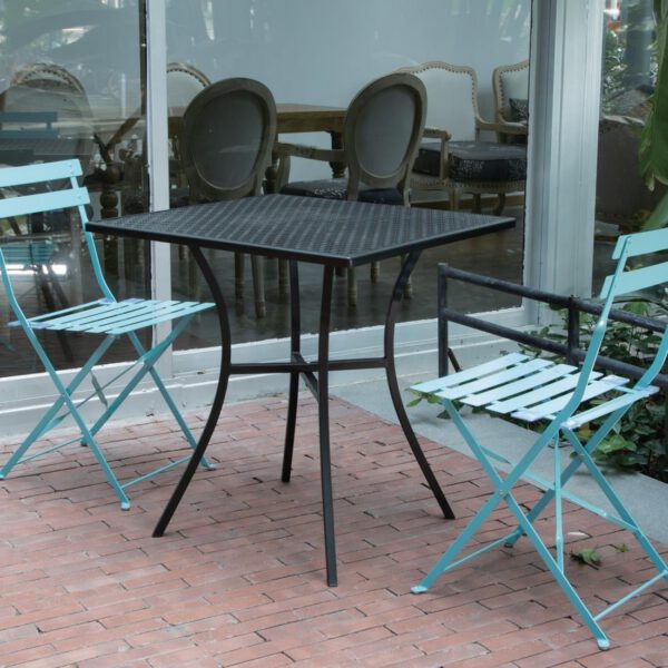 Bolero Black Steel Patterned Square Bistro Table 700mm - Image 7