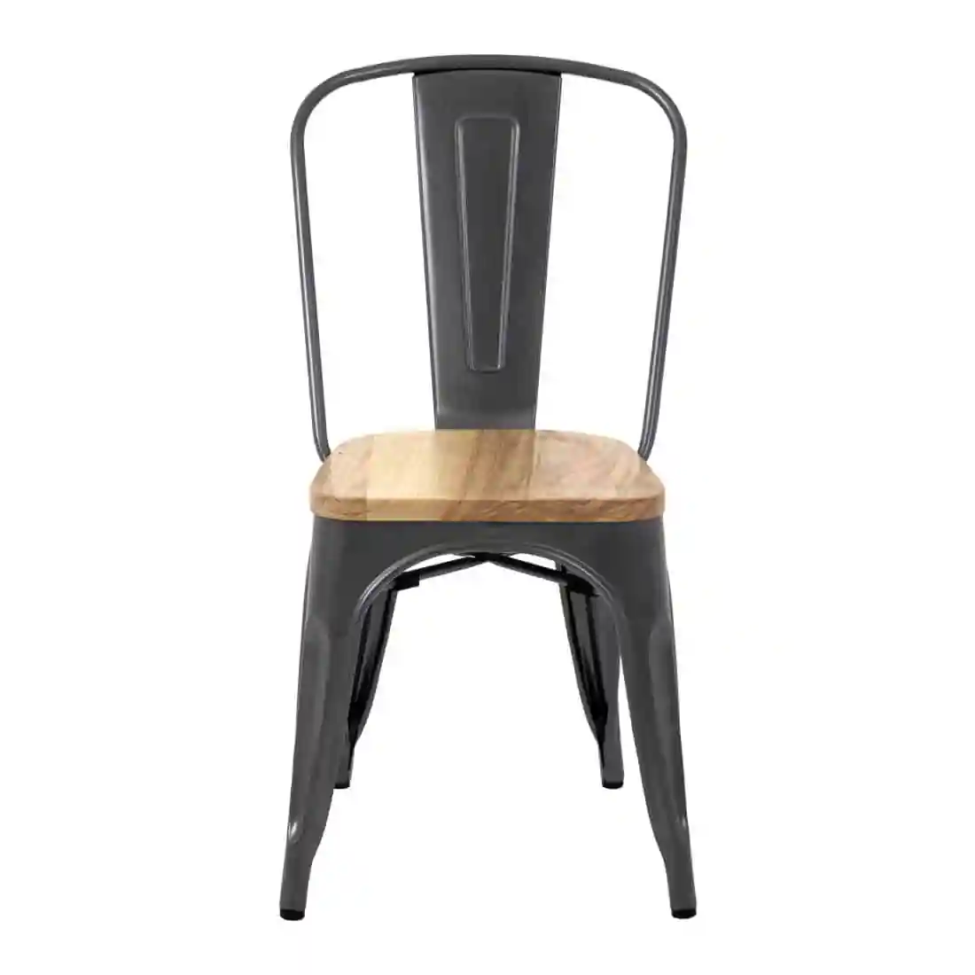 Bolero Bistro Side Chairs with Wooden Seat Pad Gun Metal (Pack of 4) - Image 3