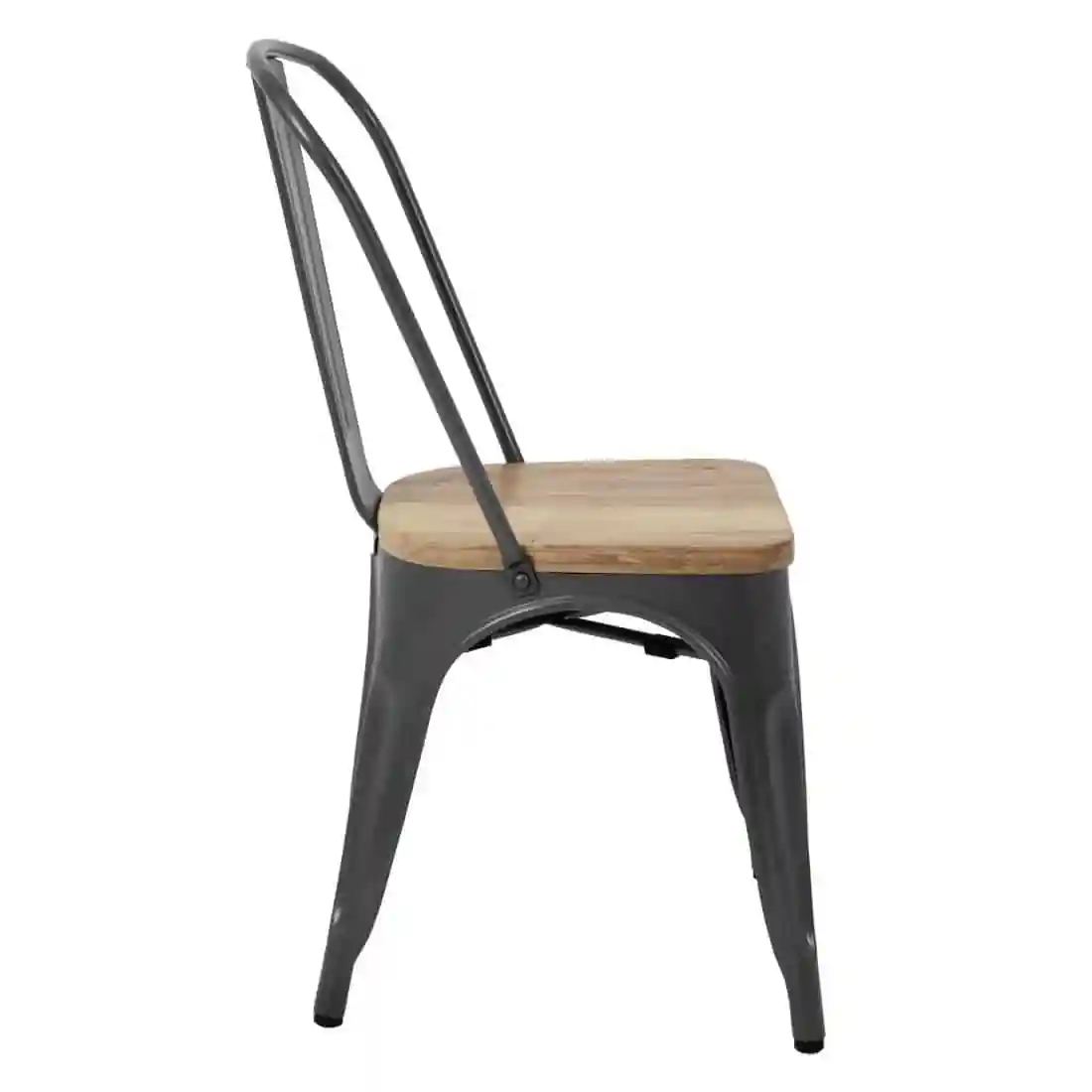 Bolero Bistro Side Chairs with Wooden Seat Pad Gun Metal (Pack of 4) - Image 4