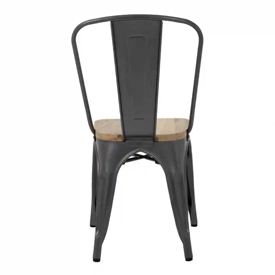 Bolero Bistro Side Chairs with Wooden Seat Pad Gun Metal (Pack of 4) - Image 6