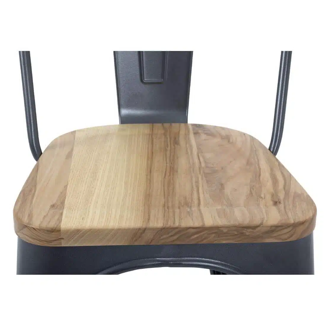 Bolero Bistro Side Chairs with Wooden Seat Pad Gun Metal (Pack of 4) - Image 7