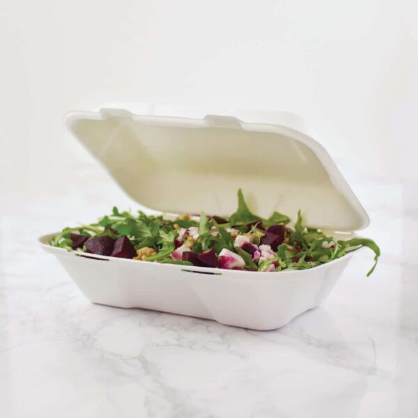 Vegware Compostable Bagasse Clamshell Hinged Meal Boxes 228mm - Image 4