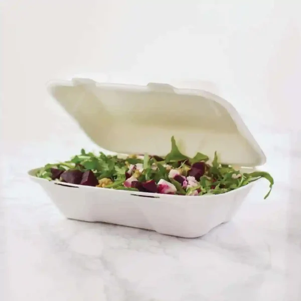 Vegware Compostable Bagasse Clamshell Hinged Meal Boxes 228mm - Image 4