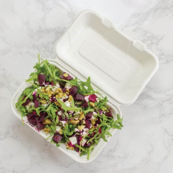 Vegware Compostable Bagasse Clamshell Hinged Meal Boxes 228mm - Image 6