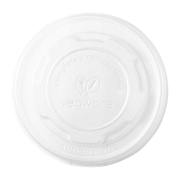 Vegware Compostable Hot Food Pot Flat Lids 170ml / 6oz and 230ml / 8oz