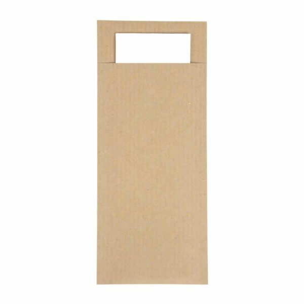 Europochette Brown Cutlery Pouch with White Napkin