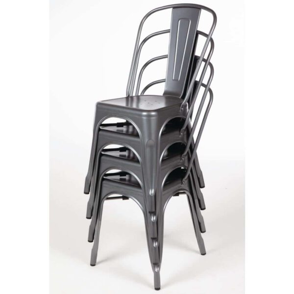 Bolero Bistro Steel Side Chairs Gun Metal Grey (Pack of 4) - Image 7
