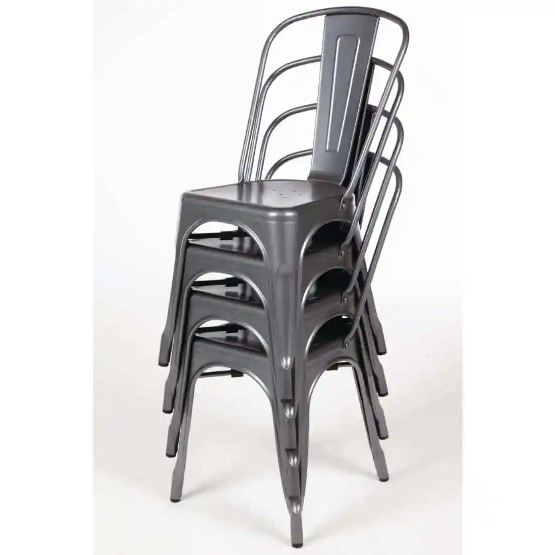 Bolero Bistro Steel Side Chairs Gun Metal Grey (Pack of 4) - Image 7
