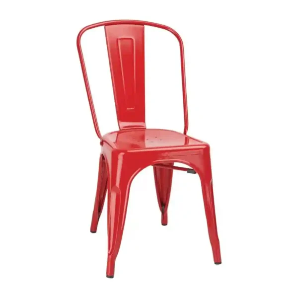 Bolero Bistro Steel Side Chair Red (Pack of 4) - Image 1