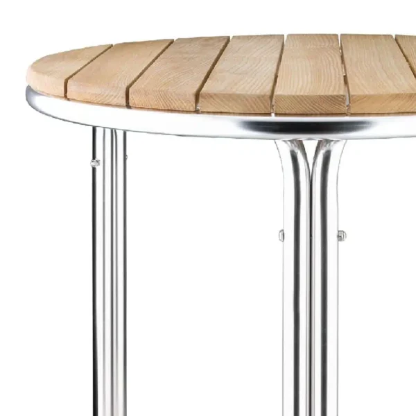 Bolero Round Ash and Aluminium Table 600mm - Image 3