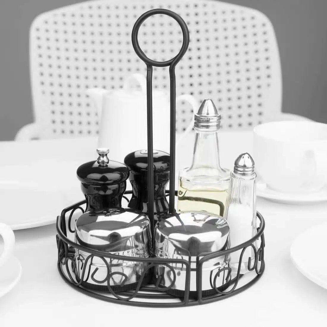 Olympia Wire Condiment Holder Black - Smart Hospitality Supplies
