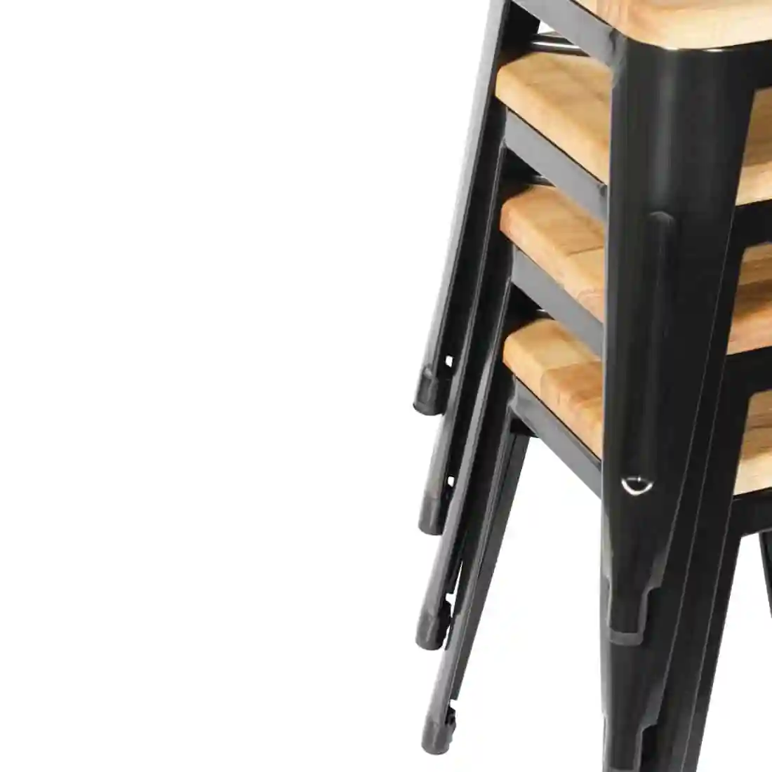 Bolero Bistro Low Stools with Wooden Seat Pad Black (Pack of 4) - Image 4