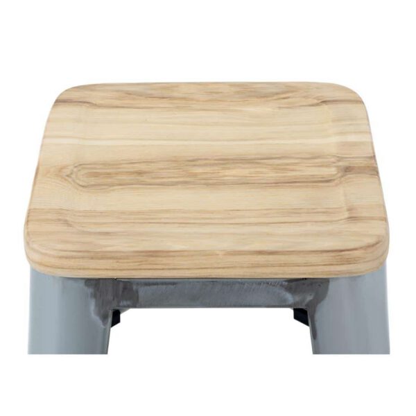 Bolero Bistro High Stools with Wooden Seat Pad Galvanised Steel (Pack of 4) - Image 5