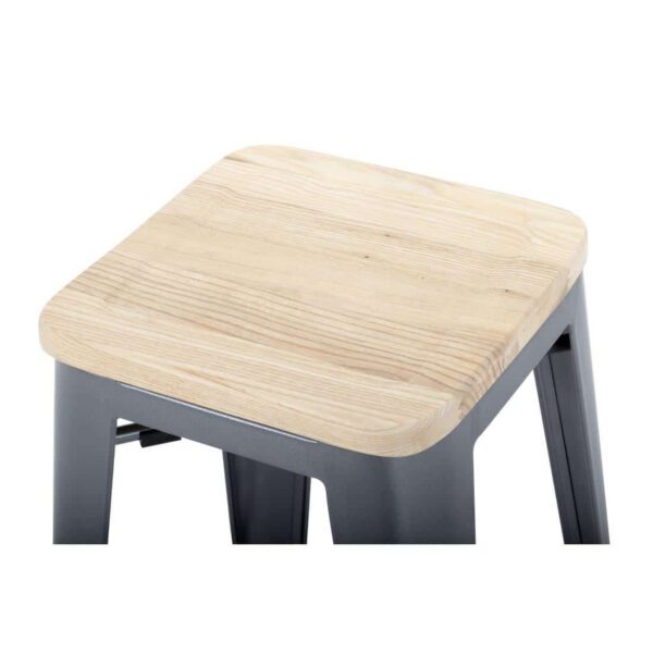 Bolero Bistro High Stools with Wooden Seat Pad Gun Metal (Pack of 4) - Image 4