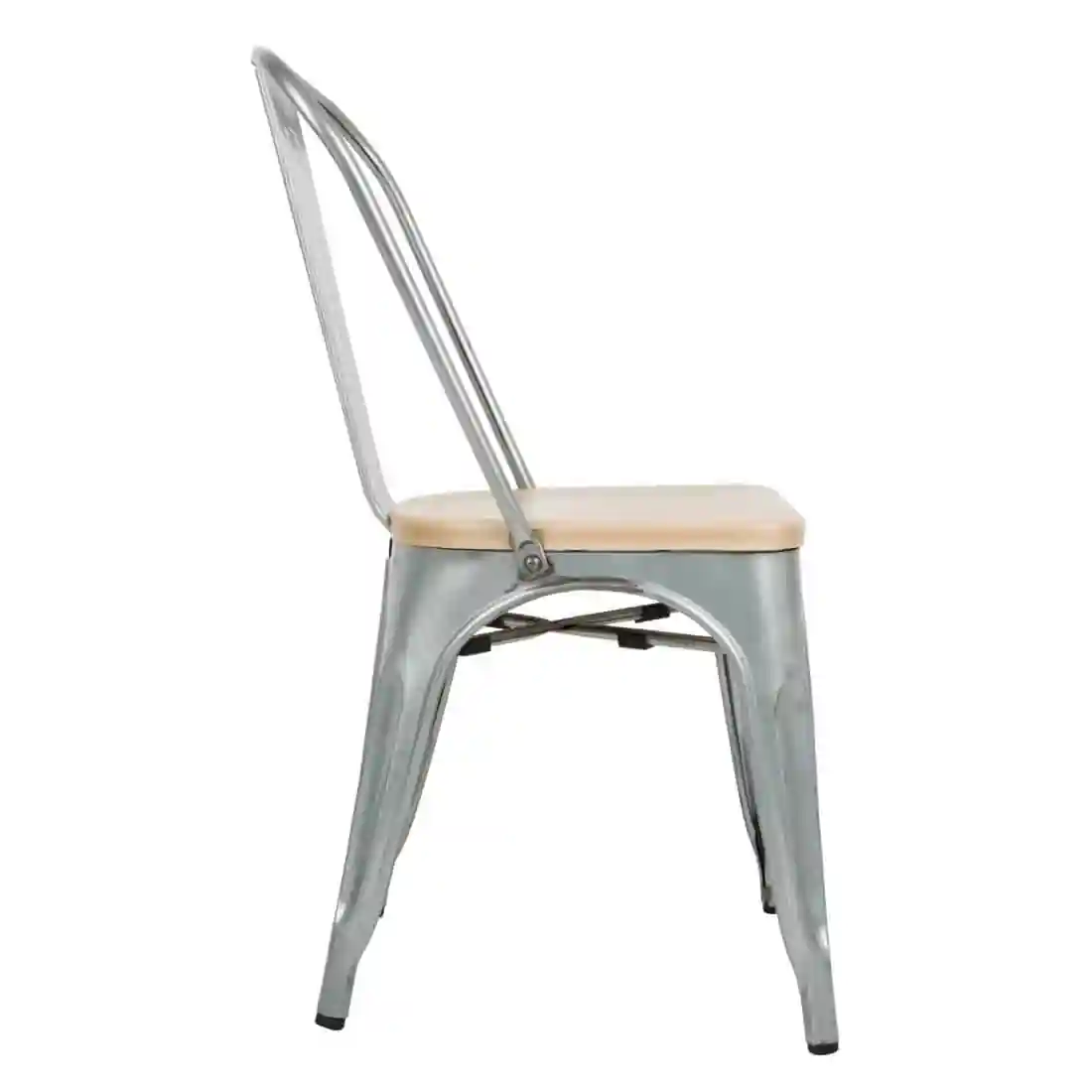 Bolero Bistro Side Chairs with Wooden Seat Pad Galvanised Steel (Pack of 4) - Image 3
