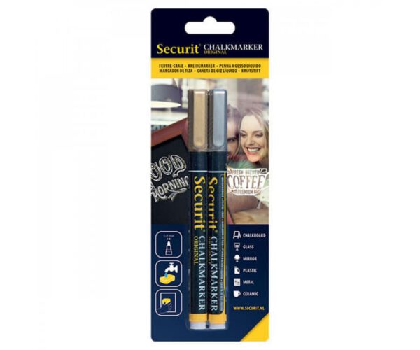 Gold and Silver Interior Chalk Marker Pens - 1-2mm nib