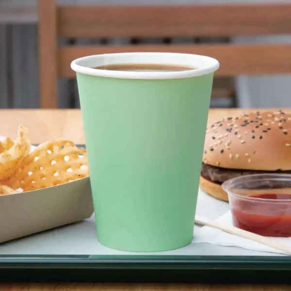 Fiesta Recyclable Single Wall Takeaway Coffee Cups Turquoise 340ml / 12oz (Pack of 50) - Image 4
