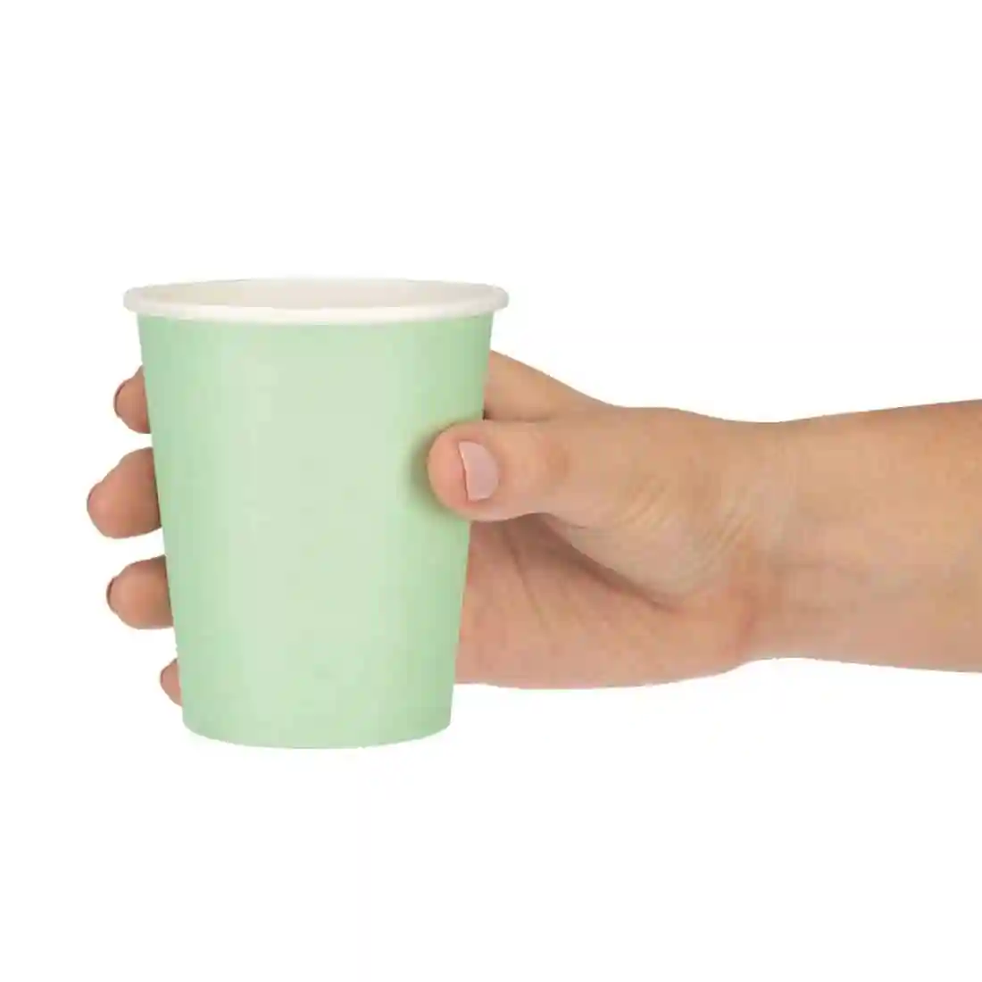 Fiesta Recyclable Coffee Cups Single Wall Turquoise 225ml / 8oz (Pack of 1000) - Image 4