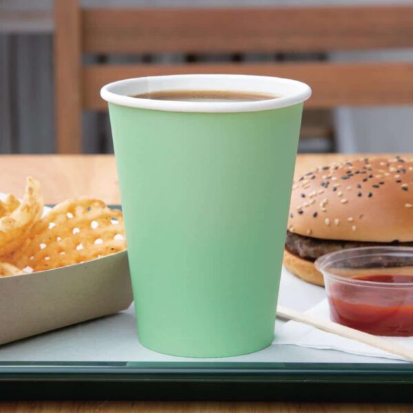 Fiesta Recyclable Single Wall Takeaway Coffee Cups Turquoise 340ml / 12oz (Pack of 1000) - Image 4