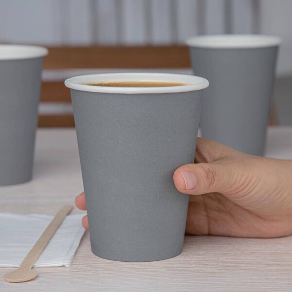 Fiesta Recyclable Coffee Cups Single Wall Charcoal 340ml / 12oz (Pack of 1000) - Image 5