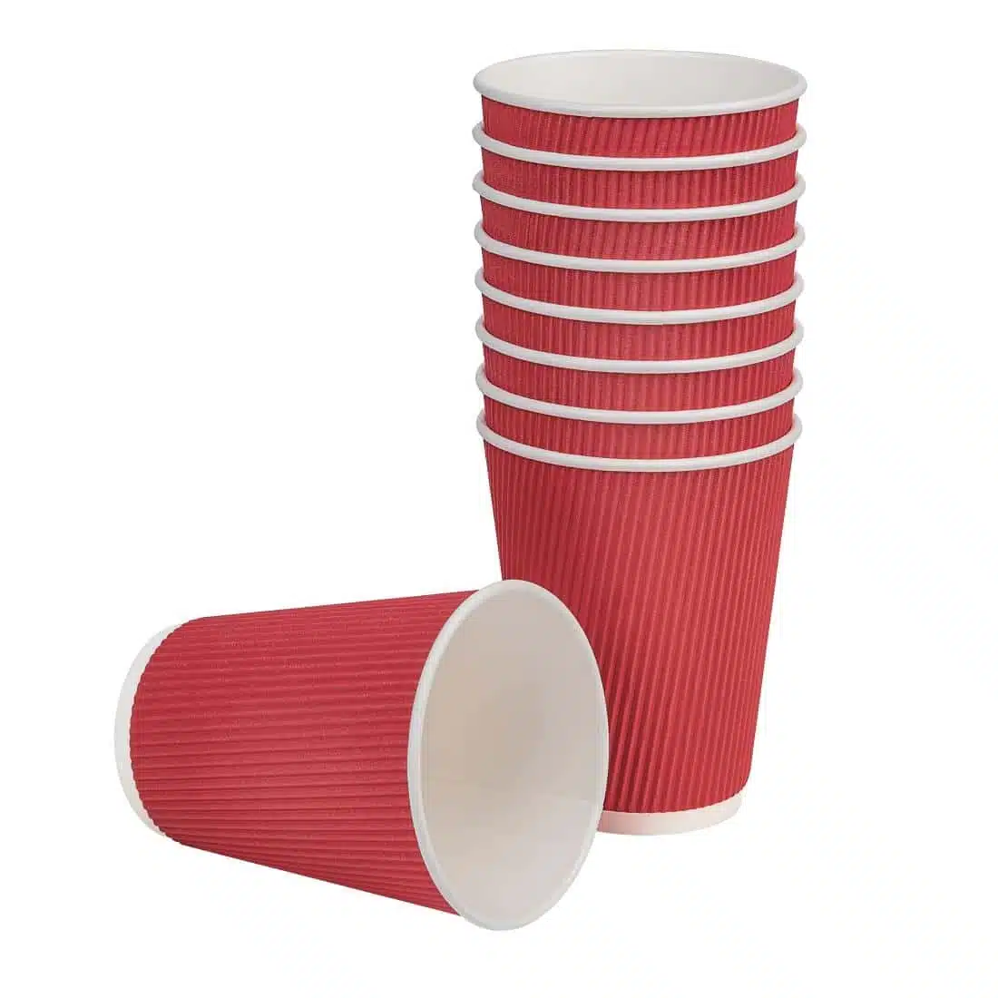 Fiesta Recyclable Coffee Cups Ripple Wall Red 340ml / 12oz (Pack of 500) - Image 2