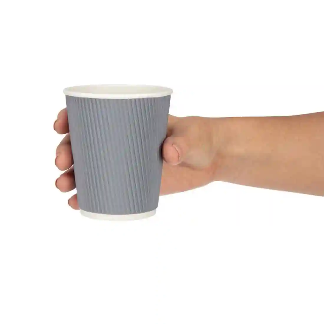 Fiesta Recyclable Coffee Cups Ripple Wall Charcoal 225ml / 8oz (Pack of 500) - Image 3