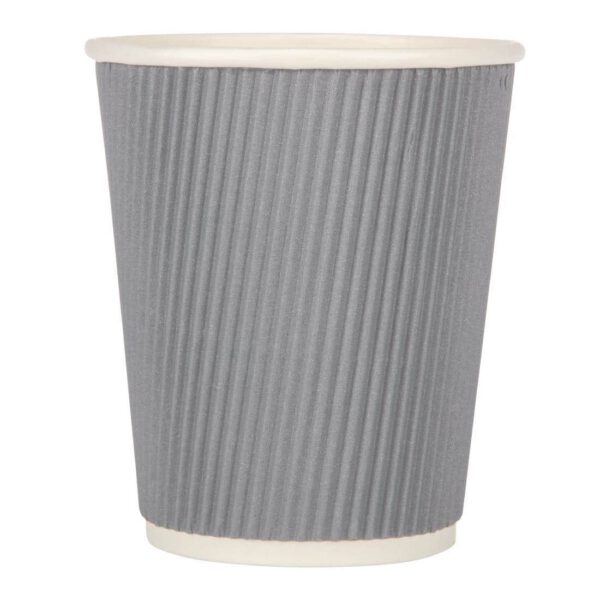 Fiesta Recyclable Coffee Cups Ripple Wall Charcoal 225ml / 8oz (Pack of 500) - Image 4