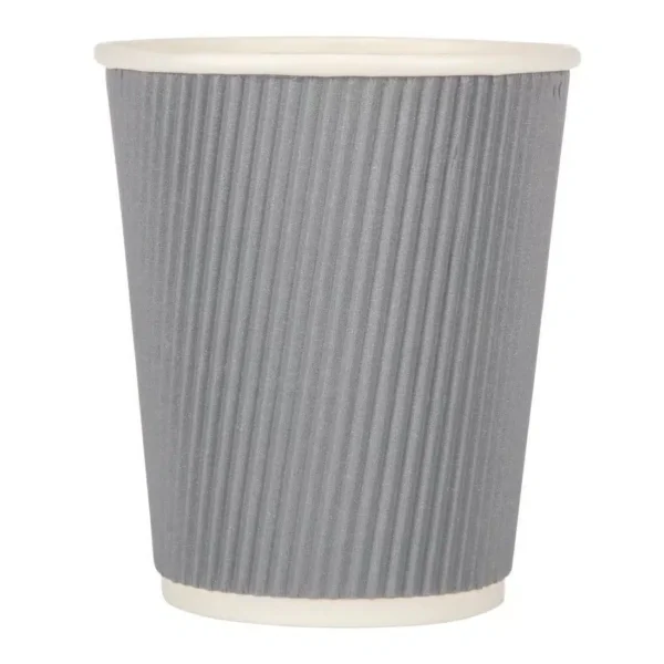 Fiesta Recyclable Coffee Cups Ripple Wall Charcoal 225ml / 8oz (Pack of 500) - Image 4