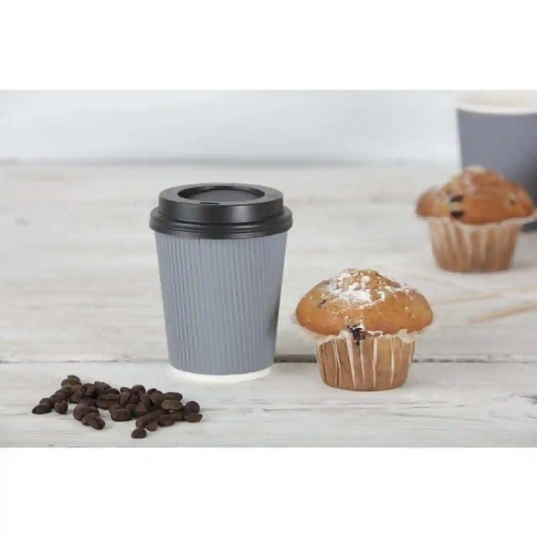 Fiesta Recyclable Coffee Cups Ripple Wall Charcoal 225ml / 8oz (Pack of 500) - Image 5