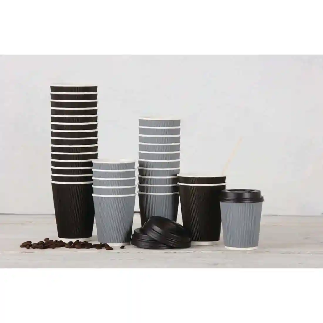 Fiesta Recyclable Coffee Cups Ripple Wall Charcoal 225ml / 8oz (Pack of 500) - Image 6