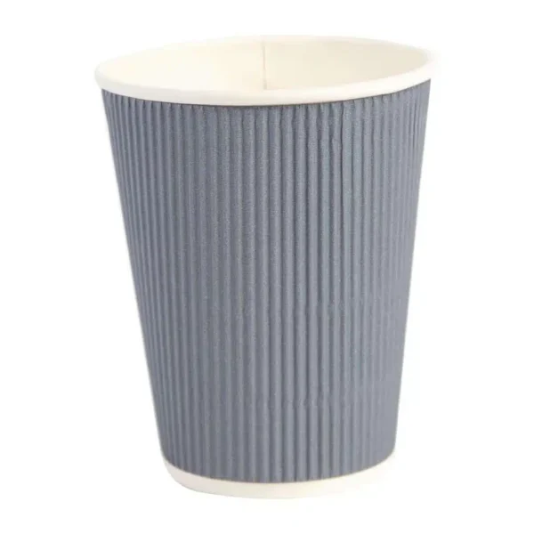 Fiesta Recyclable Coffee Cups Ripple Wall Charcoal 340ml / 12oz (Pack of 500) - Image 1