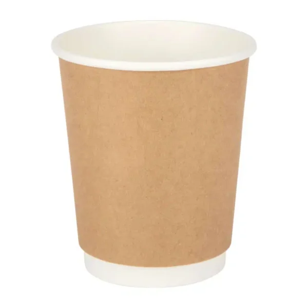 Fiesta Recyclable Coffee Cups Double Wall Kraft 225ml / 8oz (Pack of 25) - Image 1