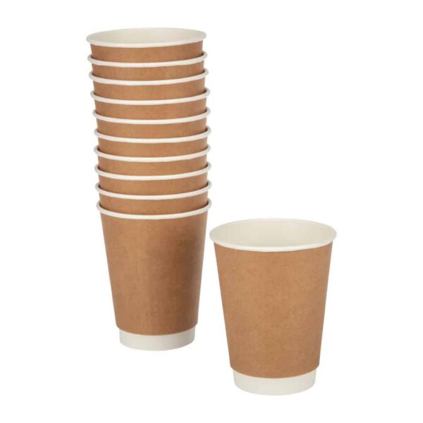 Fiesta Recyclable Coffee Cups Double Wall Kraft 340ml / 12oz (Pack of 25) - Image 2