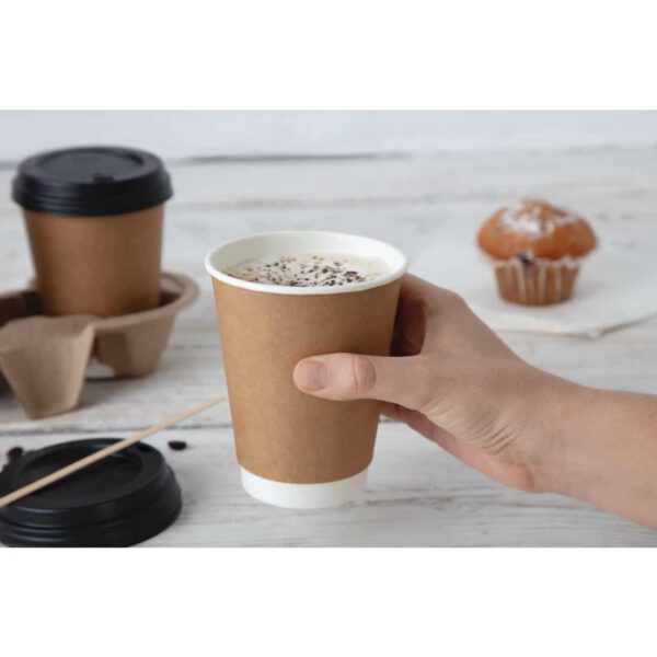 Fiesta Recyclable Coffee Cups Double Wall Kraft 340ml / 12oz (Pack of 25) - Image 5