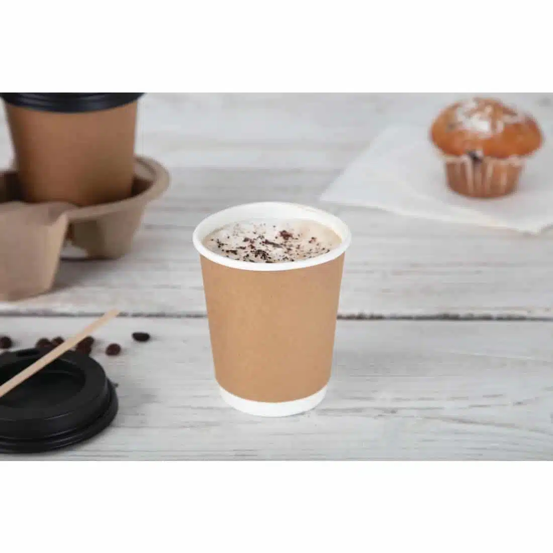 Fiesta Recyclable Coffee Cups Double Wall Kraft 225ml / 8oz (Pack of 500) - Image 5