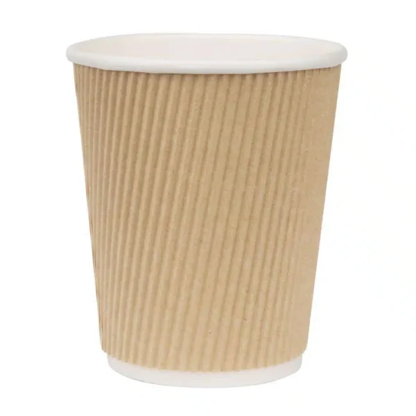 Fiesta Recyclable Coffee Cups Ripple Wall Kraft 225ml / 8oz (Pack of 500) - Image 1