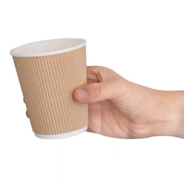 Fiesta Recyclable Coffee Cups Ripple Wall Kraft 225ml / 8oz (Pack of 500) - Image 4