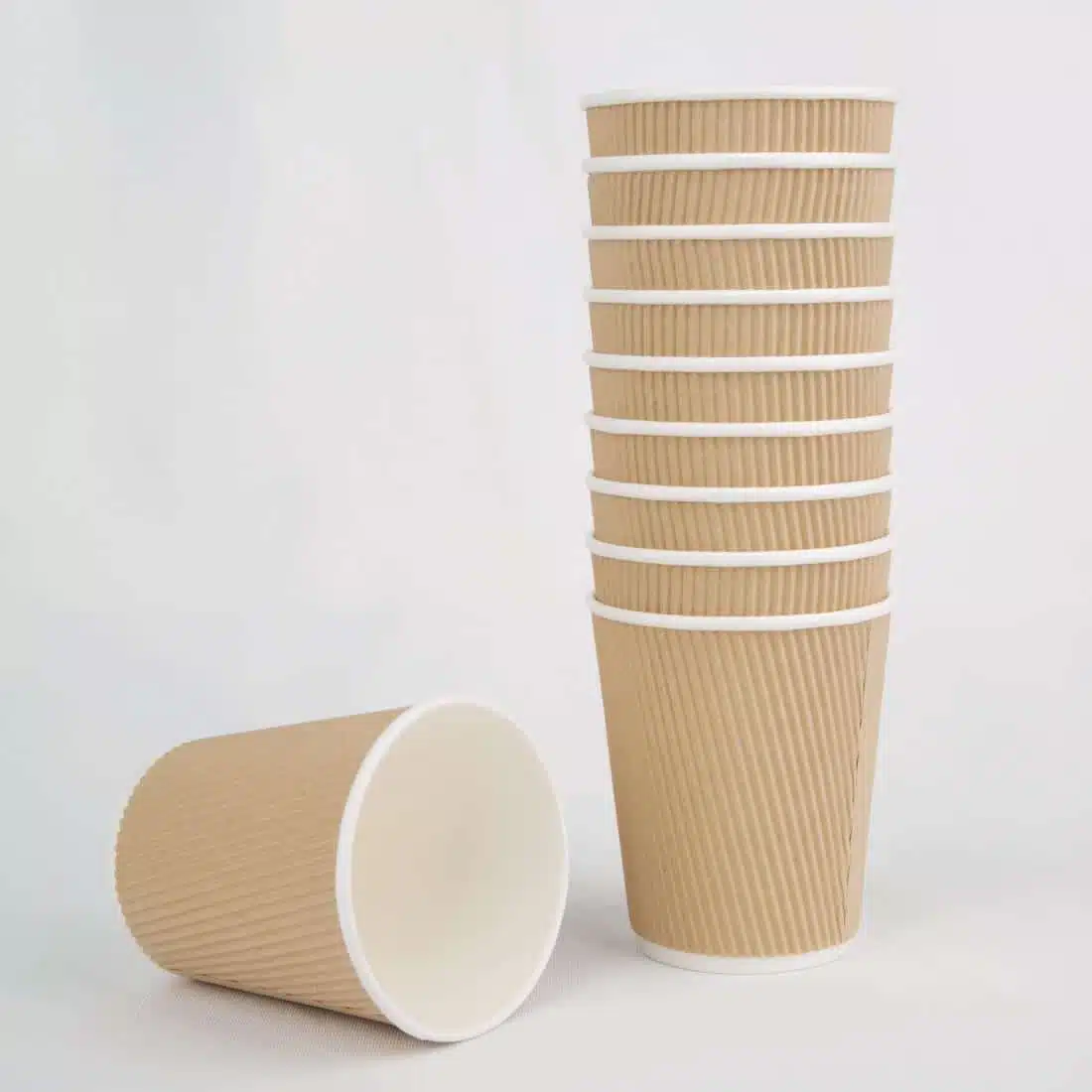 Fiesta Recyclable Coffee Cups Ripple Wall Kraft 225ml / 8oz (Pack of 500) - Image 6