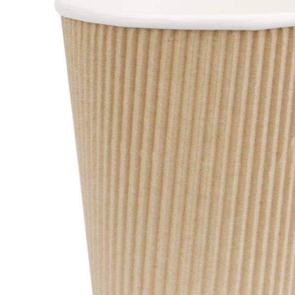 Fiesta Recyclable Coffee Cups Ripple Wall Kraft 225ml / 8oz (Pack of 25) - Image 3