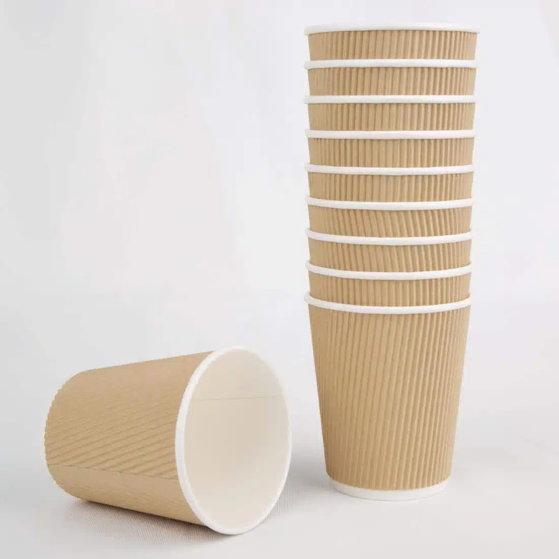 Fiesta Recyclable Coffee Cups Ripple Wall Kraft 225ml / 8oz (Pack of 25) - Image 5