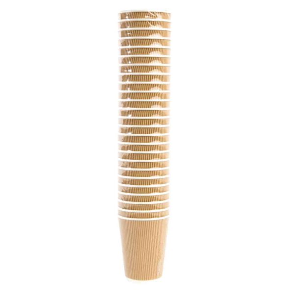 Fiesta Recyclable Coffee Cups Ripple Wall Kraft 340ml / 12oz (Pack of 25) - Image 6