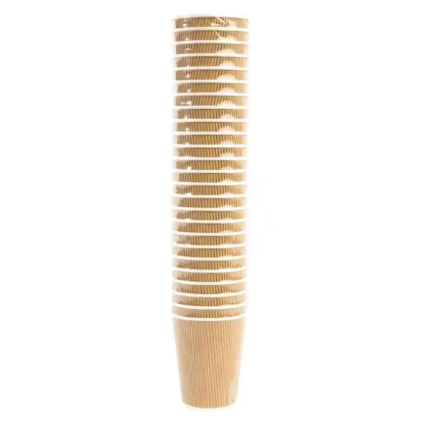 Fiesta Recyclable Coffee Cups Ripple Wall Kraft 340ml / 12oz (Pack of 25) - Image 6