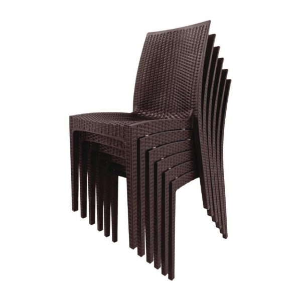 Bolero PP Rattan Bistro Side Chairs Brown (Pack of 4) - Image 5
