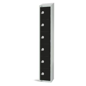 Elite Six Door Manual Combination Locker Locker Black with sloping top